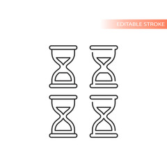 Sand clock line vector icon. Hourglass outline symbol, editable stroke.