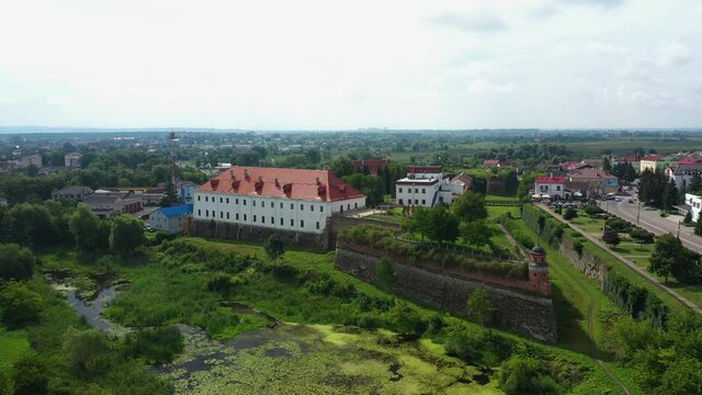 The beautiful medieval Dubno Castle at Dubno Ukraine aerial view