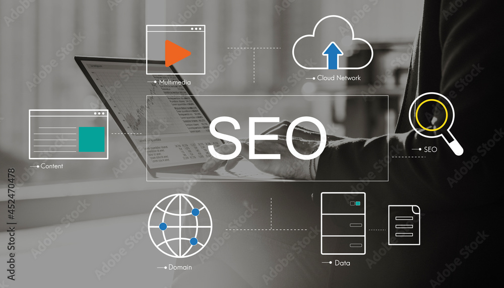 Poster big data domain web page seo concept