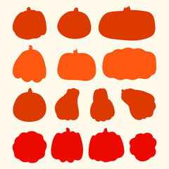 Pumpkin of various shapes and colors. Thanksgiving and Halloween Elements. Autumn set.