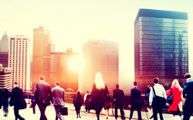 Business People Rush Hour Walking Commuting City Concept