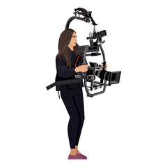 Female Photographer,Videographer Vector. Studio Photo. Professional Photographer Taking Pictures, Images. Photography Flat Cartoon Illustration