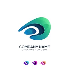 Logo letter D liquid colorful gradient