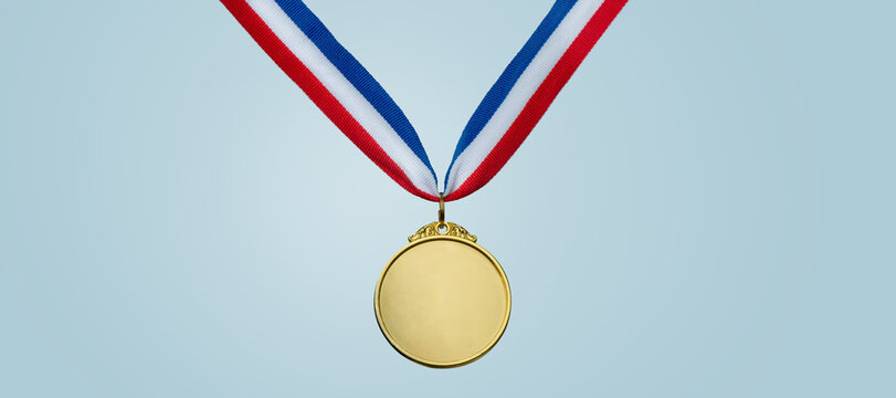A real gold medal with a lot of text area - winner copy space concept