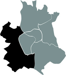 Black location map of the Toulousain Sector 6 - Toulouse Ouest (West) district inside the French regional capital city of Toulouse, France