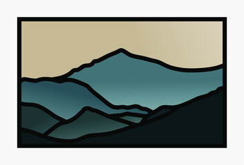 Naklejka na ściany i meble Mountain view landscape vector illustration