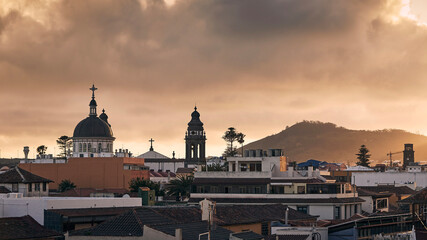 Cityscape San Cristobal de La Laguna at beautiful sunset. Tenerife, Canary Islands, Spain.. © Chalabala
