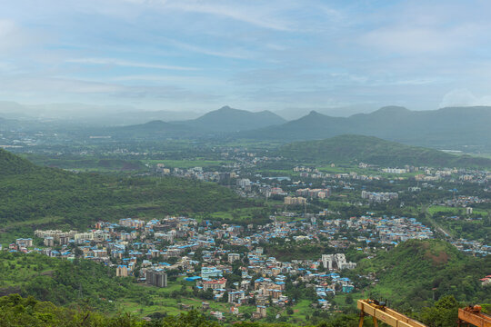 Khandala city view from the Khandala Ghat view point, Pune, Maharashtra, India.