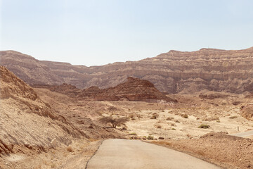 Fototapeta na wymiar Fantastically beautiful landscape in summer in Timna National Park near Eilat, southern Israel.