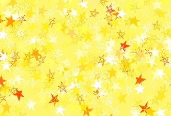 Light Yellow vector texture with beautiful stars.