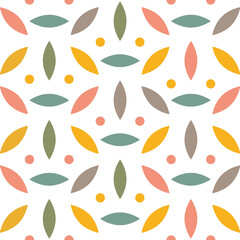 Vector seamless pattern. Scandinavian style. Bright colors. White background.