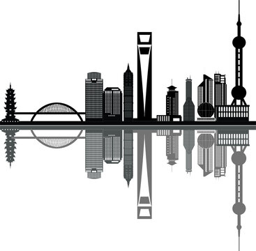chinese city shanghai skyline
