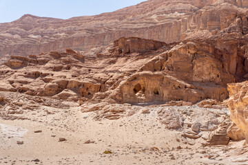 Fantastically  beautiful landscape in summer in Timna National Park near Eilat, southern Israel.