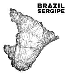 Wire frame irregular mesh Sergipe State map. Abstract lines are combined into Sergipe State map. Wire frame 2D net in vector format. - obrazy, fototapety, plakaty