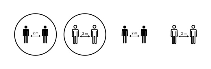 Social distance icon set. social distancing icon. self quarantine sign