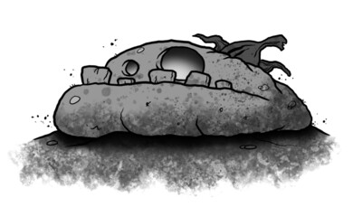 Halloween Pumpkin with Bottom Jaw Teeth greyscale