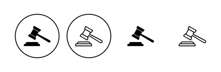 Gavel icon set. judge gavel icon vector. law icon vector. auction hammer