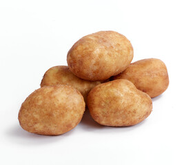 Potato on white background. Soft light. Nobody