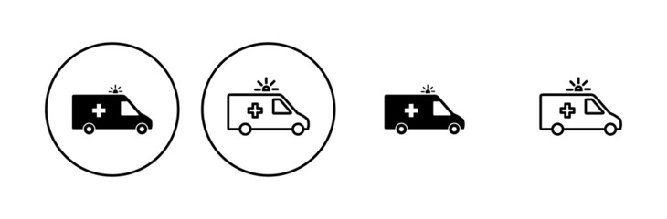 Ambulance icon set. ambulance truck icon vector. ambulance car