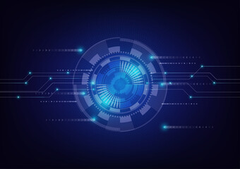 Abstract cyberspace digital technology background. Futuristic blue geometric circle graphic vector. Sparkling movement concept.