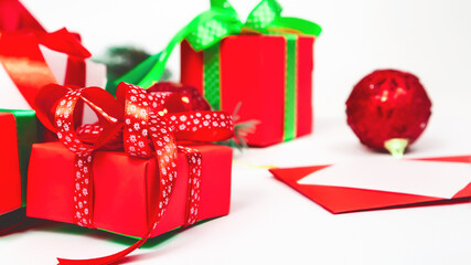 Christmas shopping - gift box. New Year composition