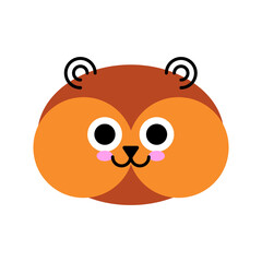 Hamster face. Cute hamster cartoon animal isolated