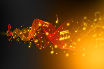 Abstract Colorful music background with notes