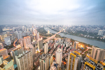 Obraz premium Night view of Nanning city, Guangxi Province, China