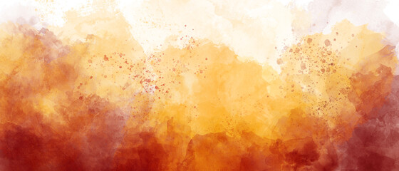 dark orange yellow sky gradient watercolor background with clouds texture