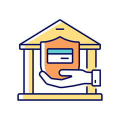 Bank account RGB color icon. Insurance for secure deposit. Savings on balance. Financial literacy. Understanding finance and economy. Isolated vector illustration. Simple filled line drawing