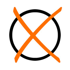 Wahlkreuz orange auf weissem Hintergrund