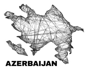Net irregular mesh Azerbaijan map. Abstract lines are combined into Azerbaijan map. Wire frame 2D net in vector format. Vector structure is created for Azerbaijan map using crossing random lines.