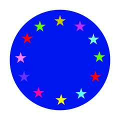 European Union circle gay vector flag or LGBT badge vector flag sign isolated. Gay culture banner symbol. 