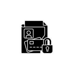 Nonpublic personal information black glyph icon. Personally identifiable financial data. Info from transactions. Financial institutions. Silhouette symbol on white space. Vector isolated illustration