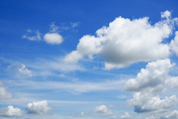 Naklejka na ściany i meble White clouds in the blue sky nature background