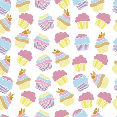 Sweet cupcakes seamless pattern
