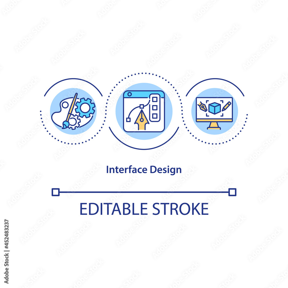 Poster interface design concept icon. focusing on software style and look abstract idea thin line illustrat
