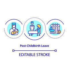 Post-childbirth leave concept icon. Abscence after child birth abstract idea thin line illustration. Postnatal leave to take care after newborn. Vector isolated outline color drawing. Editable stroke