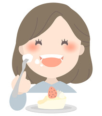 ケーキを食べる女性
