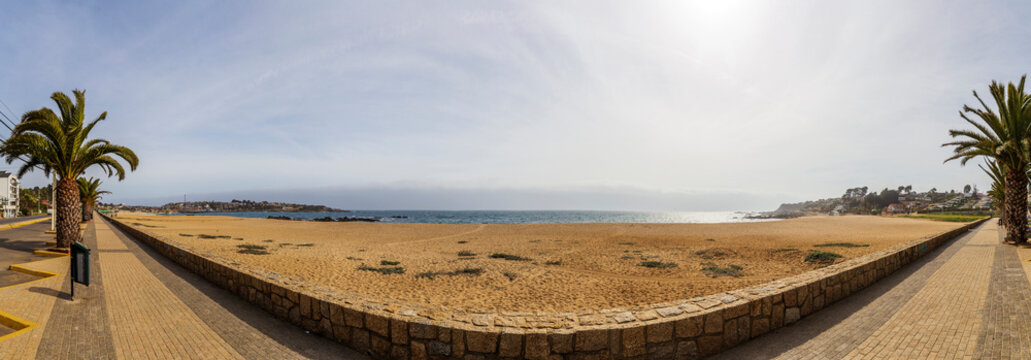 Panoramic view of El Quisco beach in Chile