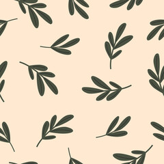Seamless Pattern.Floral Style on Neutral Background. Vector Illustration