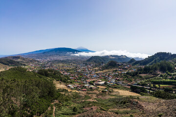 View of the valley, the old capital of the island of San Cristobal de La Laguna. Tenerife. Canary Islands. Spain. View from the observation deck - Mirador De Jardina.