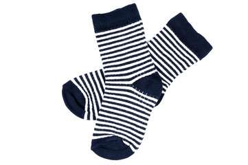 Striped baby socks isolated on white background