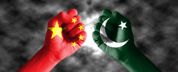 It combines the Chinese flag and the Pakistan flag and fist, tells the concept of communication and dialogue