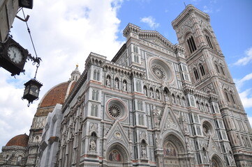 Fototapeta na wymiar Amazing low angle view of Florence Cathedral (Cathedral of Saint Mary of the Flower) in Florence, Italy