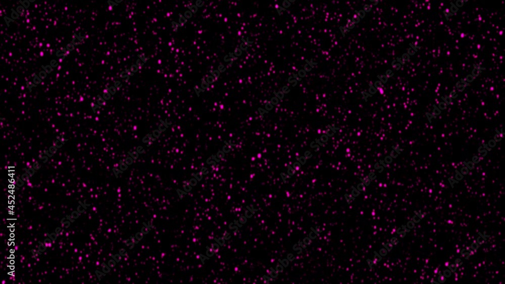 Poster pink particle shine on a black background. colorful falling sparkling particles animation. seamless 