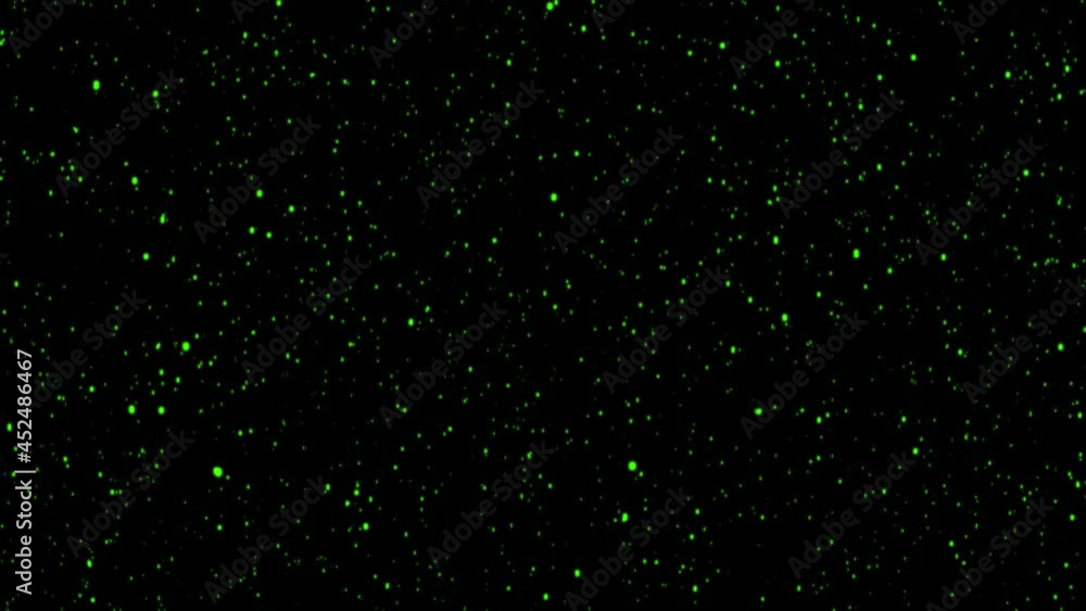 Poster green particle shine on a black background. colorful falling sparkling particles animation. seamless