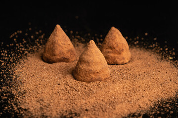 Truffle isolated on black background