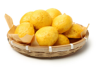 Chinese steamed roll. Close up on white background