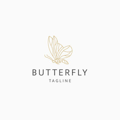 Butterfly line art elegant luxury logo icon design template flat vector